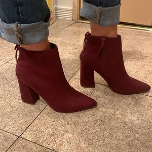 Suede Maroon Booties: size 7.